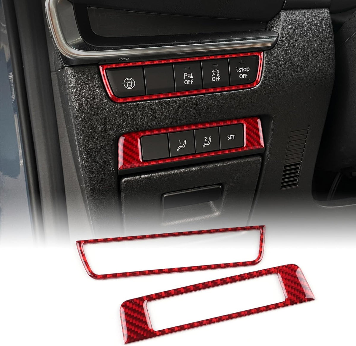 Seat Memory Button Frame Anti Slip Black Carbon For Mazda 3 Axela 2019-2025