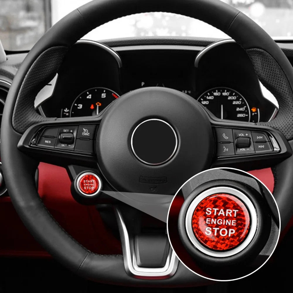 Red Carbon Fiber Engine Start Button Sticker for BMW X5, Z4, 3 Series G20, G05, G07, G14 & G29 - detail view 3