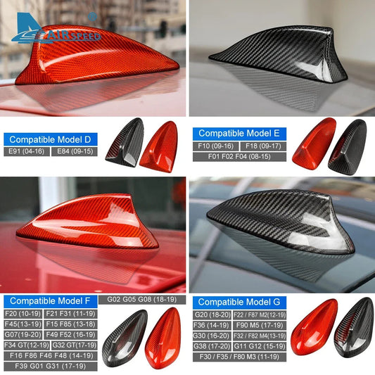 19.3cm Black Dry Carbon Fiber Antenna Cover For BMW E90 2004-2011 - detail view
