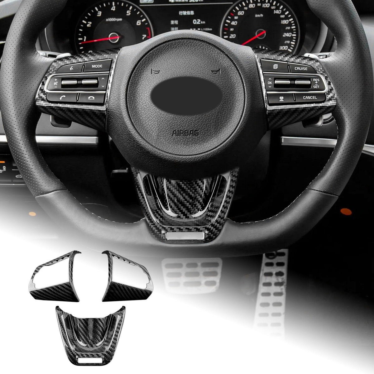Hard Carbon Steering Wheel Bottom Decor Sport Mod For Kia Stinger 2018-2023 - product view