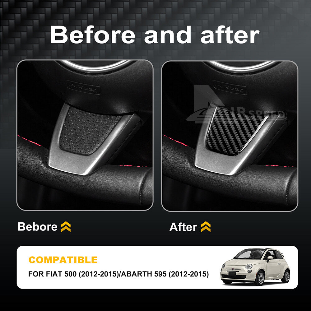 Steering Wheel Interior REAL HARD Carbon Fiber For Fiat 500 Abarth 595 2012-2015 - detail view 3