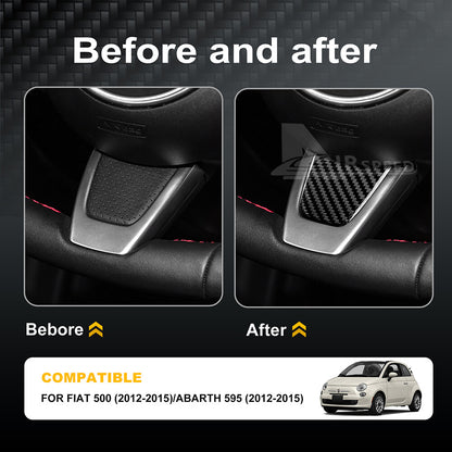 Steering Wheel Interior REAL HARD Carbon Fiber For Fiat 500 Abarth 595 2012-2015 - detail view 3
