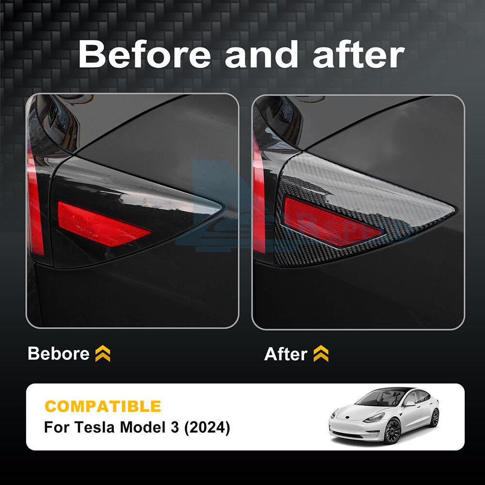 REAL HARD Carbon Fiber Charging Port Panel Cover For Tesla Model 3 2024 Black - detail view 3