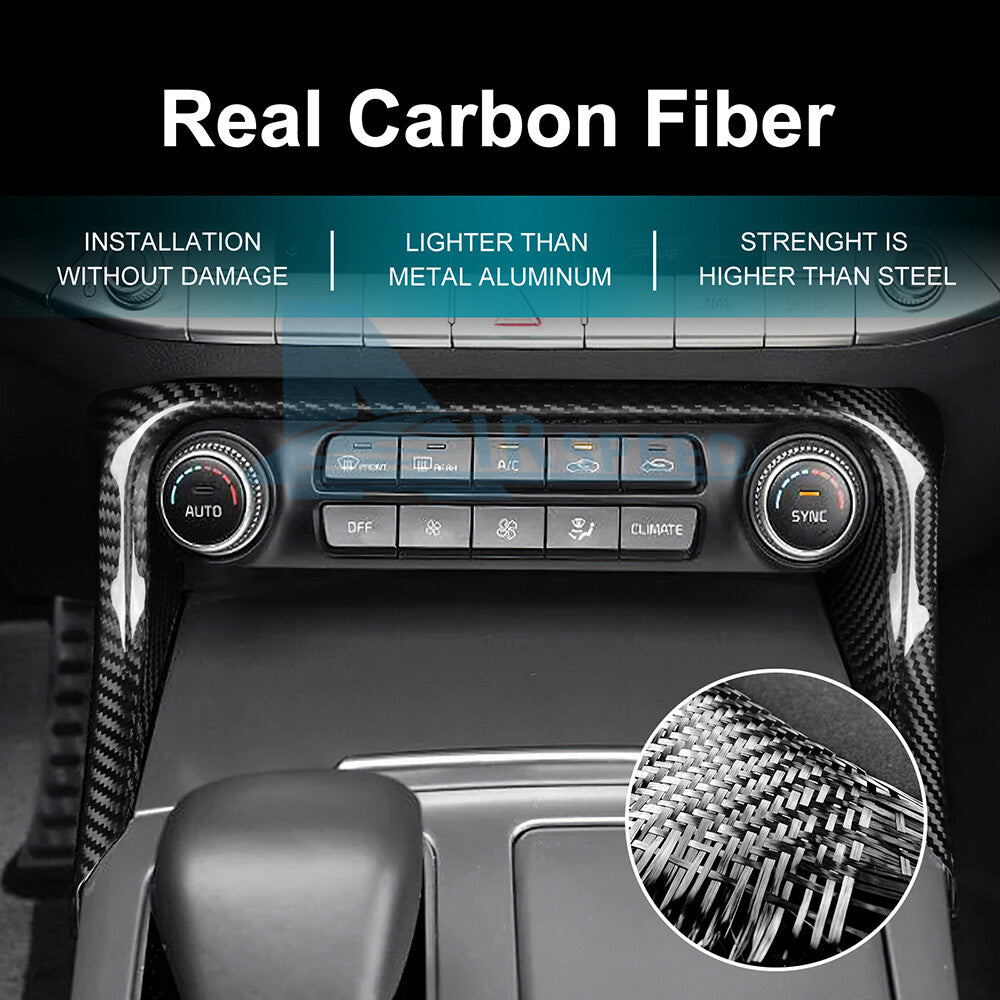 For Kia Stinger 18-2023 REAL HARD Carbon Fiber Air Conditioner Knob Frame Cover - detail view 7