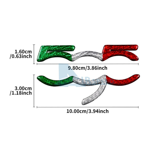 For Abarth 595 695 2012-2024 Italy Flag Carbon Fiber Co-Pilot Decor Stickers - detail view