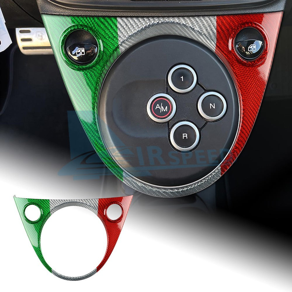 Carbon Fibre Gear Shift Frame Cover Italy Flag For Fiat 500 Barth 595 695 16-24 - product view