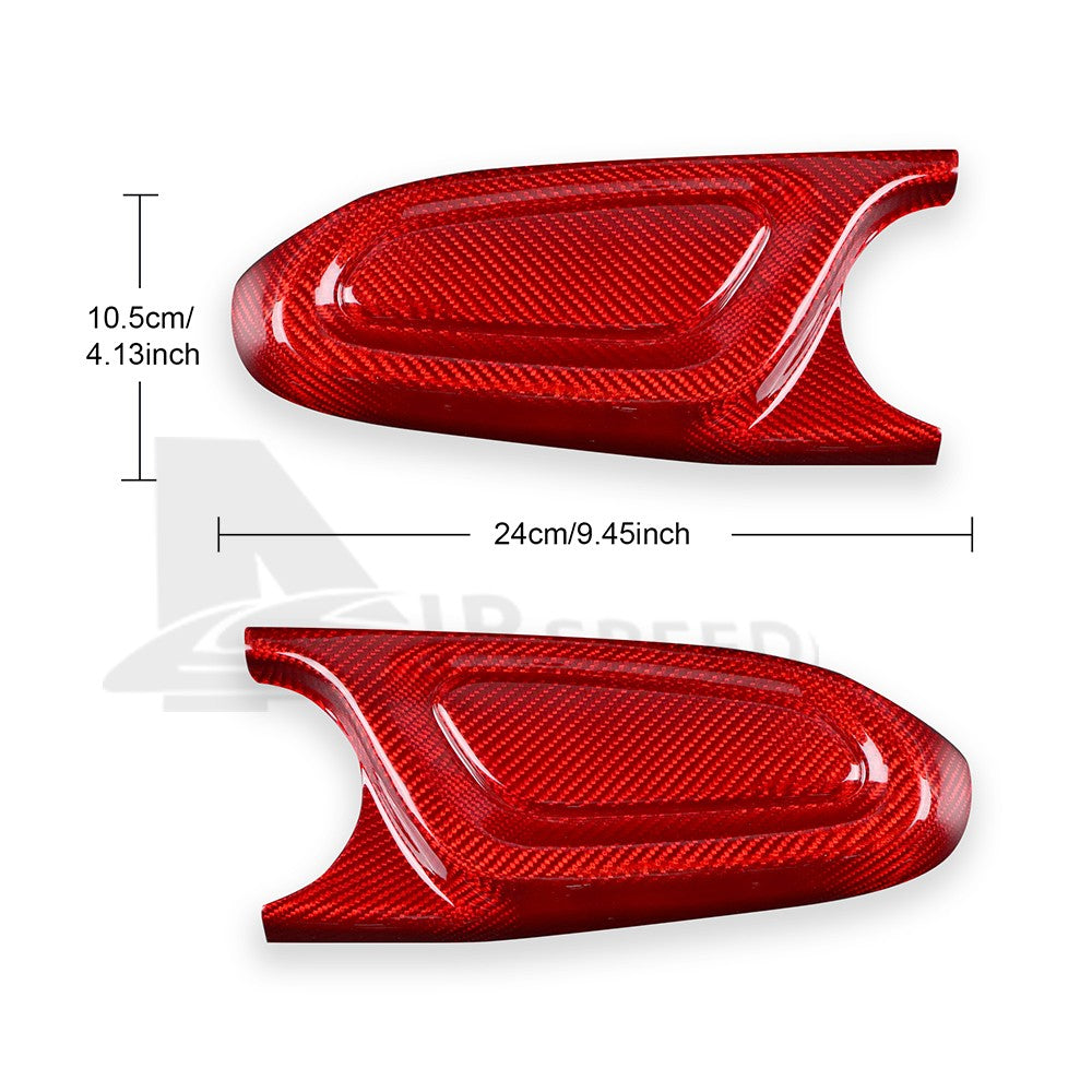 For MINI F60 2017-2022 Car Center Armrest Box Side Cover Trim Red Carbon Fiber - detail view