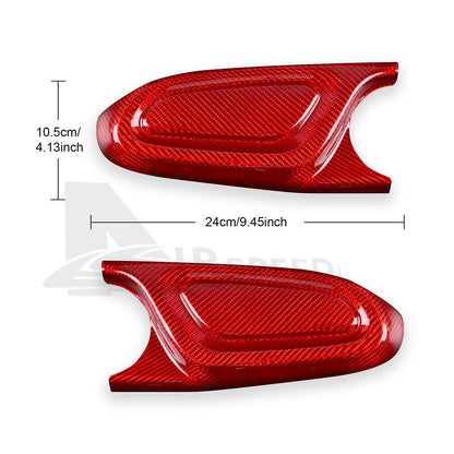 For MINI F60 2017-2022 Car Center Armrest Box Side Cover Trim Red Carbon Fiber - detail view