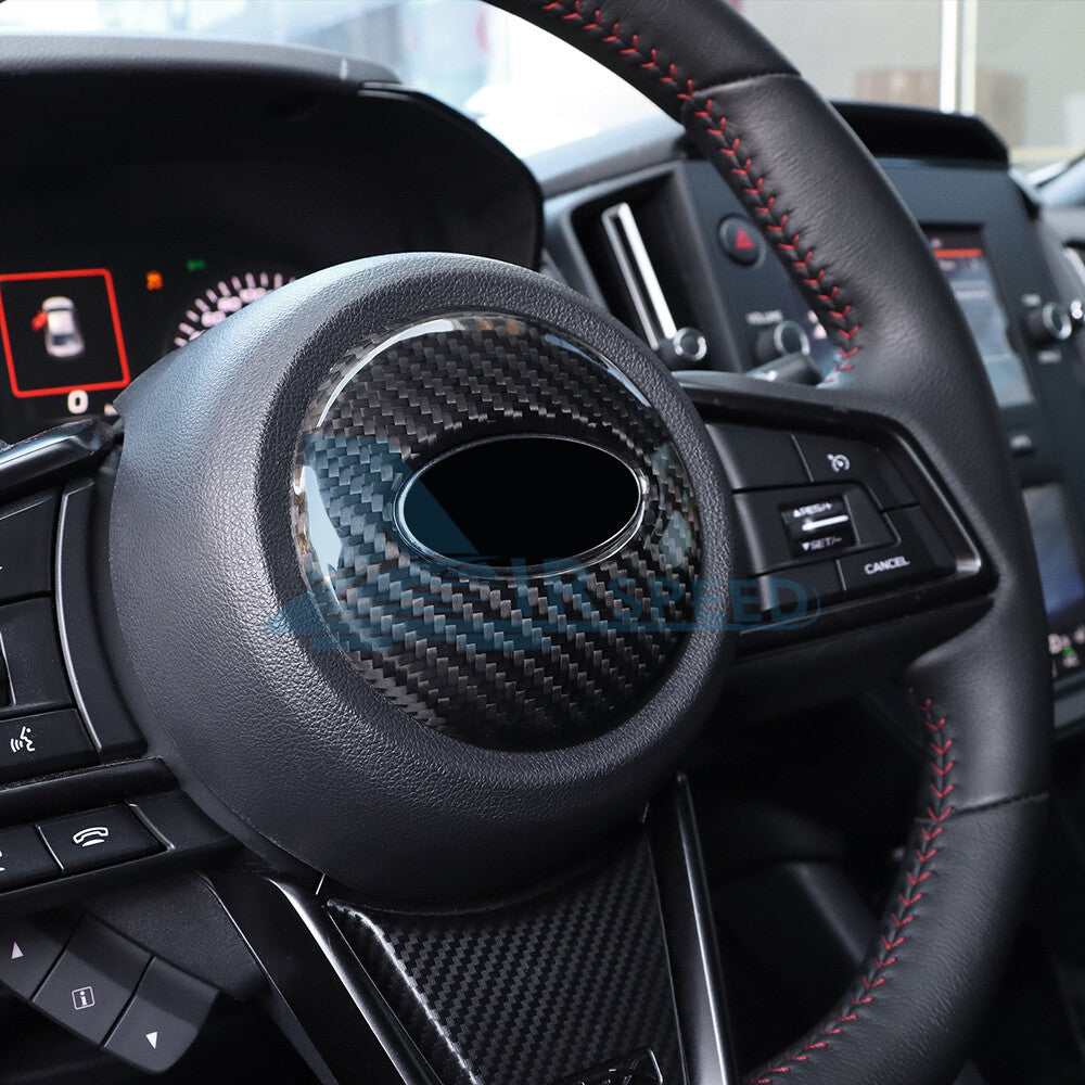 Steering Wheel Center Logo Cover REAL HARD Carbon Fiber For Subaru WRX 2022-2023 - detail view 7