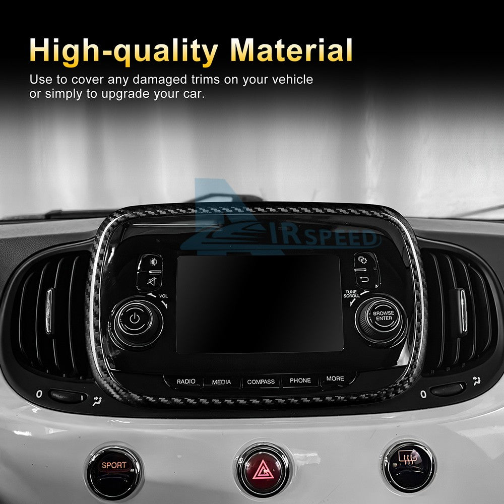 Car Center Navigation Frame Cover Carbon Fiber for FIAT 500 Abarth 595 2016-2024 - detail view 6