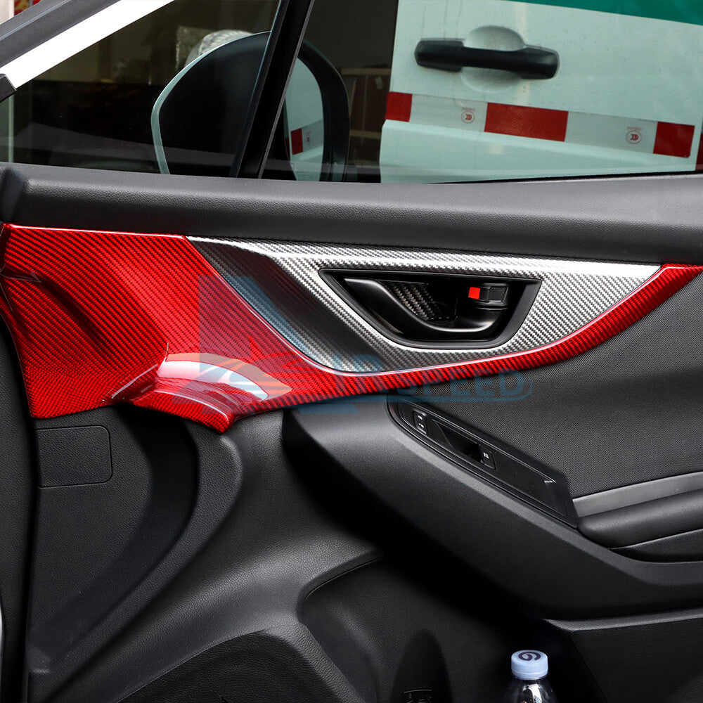 For Subaru WRX 2022-2023 REAL HARD Carbon Fiber RED Door Panel Cover 2PCS
