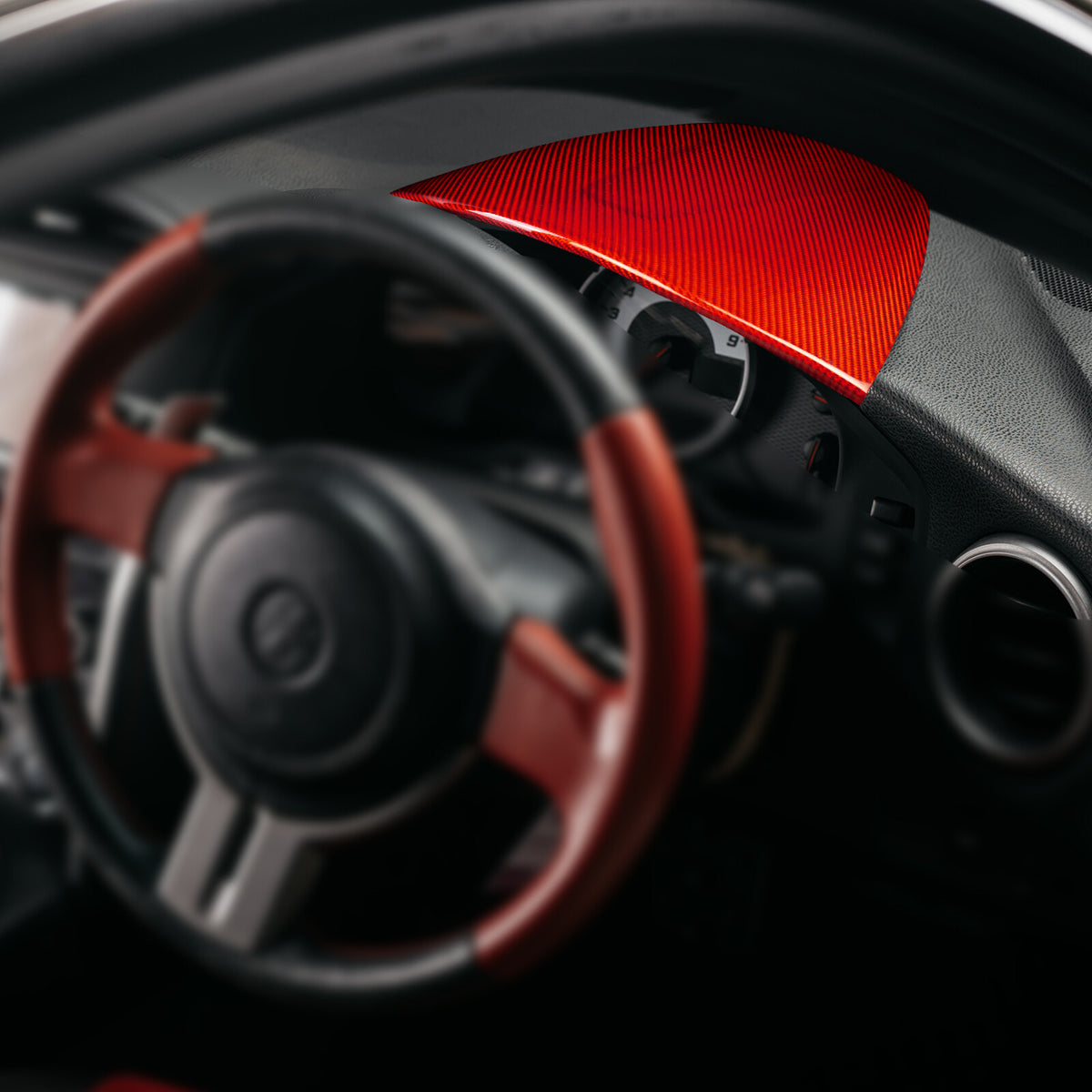 REAL HARD Carbon Fiber Red Dashboard Cover For Subaru BRZ Toyota GR86 12-20 - detail view 4