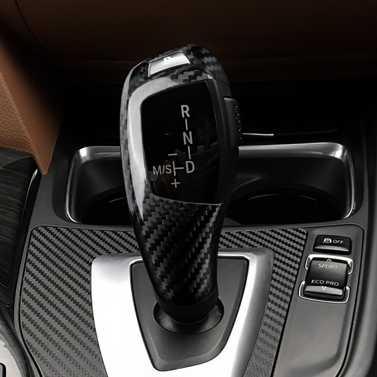 Real Carbon Fiber Gear Shift Knob Sticker for BMW F30, F32, F33, F34, F35 & F36 (2008-2019) - detail view 6