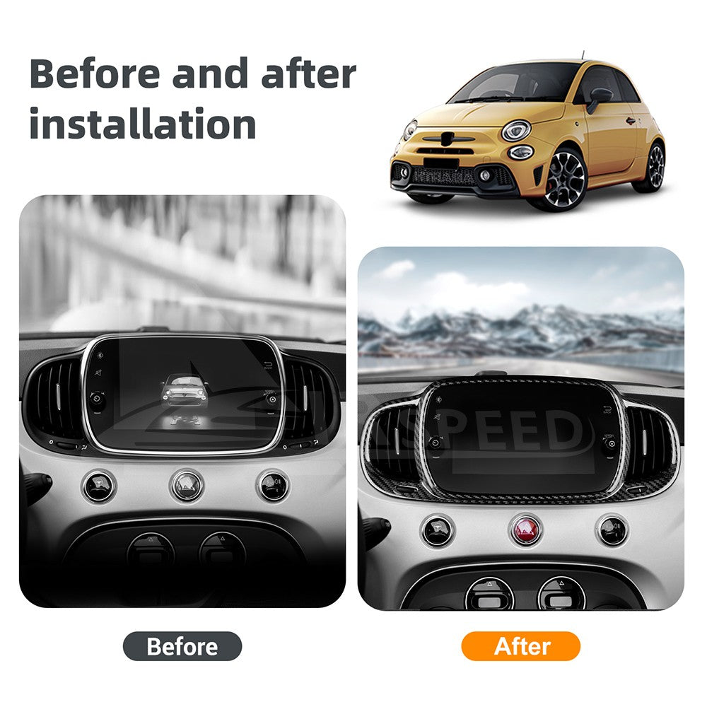 Center Screen Frame Cover For FIAT 500 Abarth 595 695 2016-2024 Carbon Fiber - detail view 4