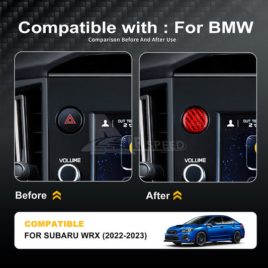 For Subaru WRX 2022-2023 Caution Light Button Panel Cover HARD Carbon Fiber RED - detail view