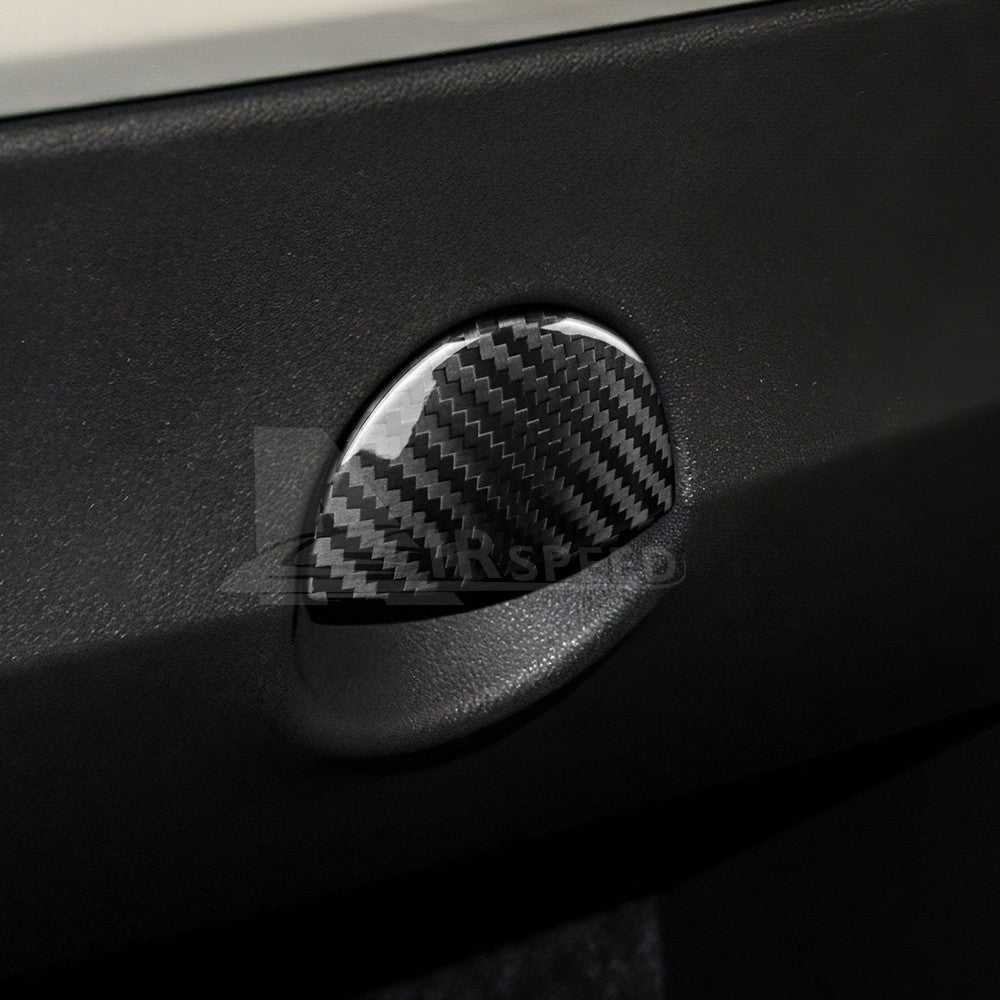 Black Carbon Fiber Passenger Glove Box Switch Cover Trim for FIAT 500 2011-2023 - detail view 7