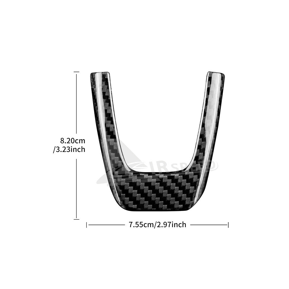 Black Steering Wheel Center Cover REAL HARD Carbon Fiber For Fiat 500 Abarth 595 - detail view