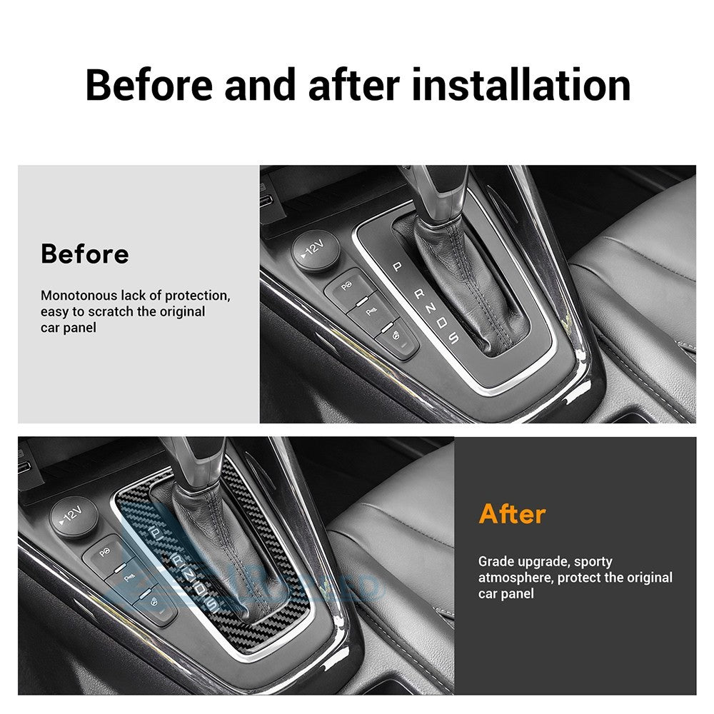 For Ford Focus SE 15-2018 Car Center Gear Shift Panel Sticker Carbon Fiber Black（U.S. Stock）