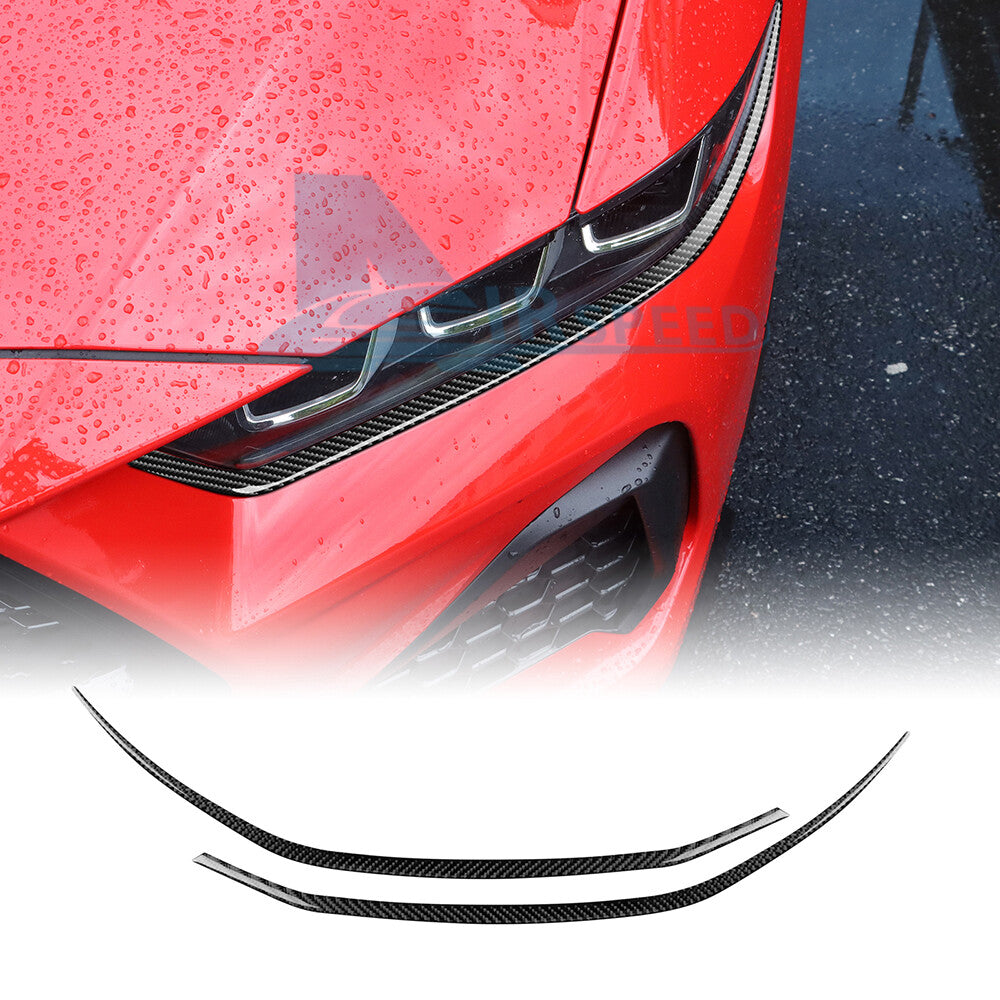 Headlight Eyebrow Eyelid Strip Cover Trim For Ford Mustang 2024-25 Carbon Fiber - FREE GIFT