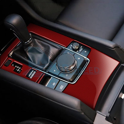 For Mazda 3 Axela 2019-2025 Carbon Fiber Red Center Gear Shift Panel Sticker