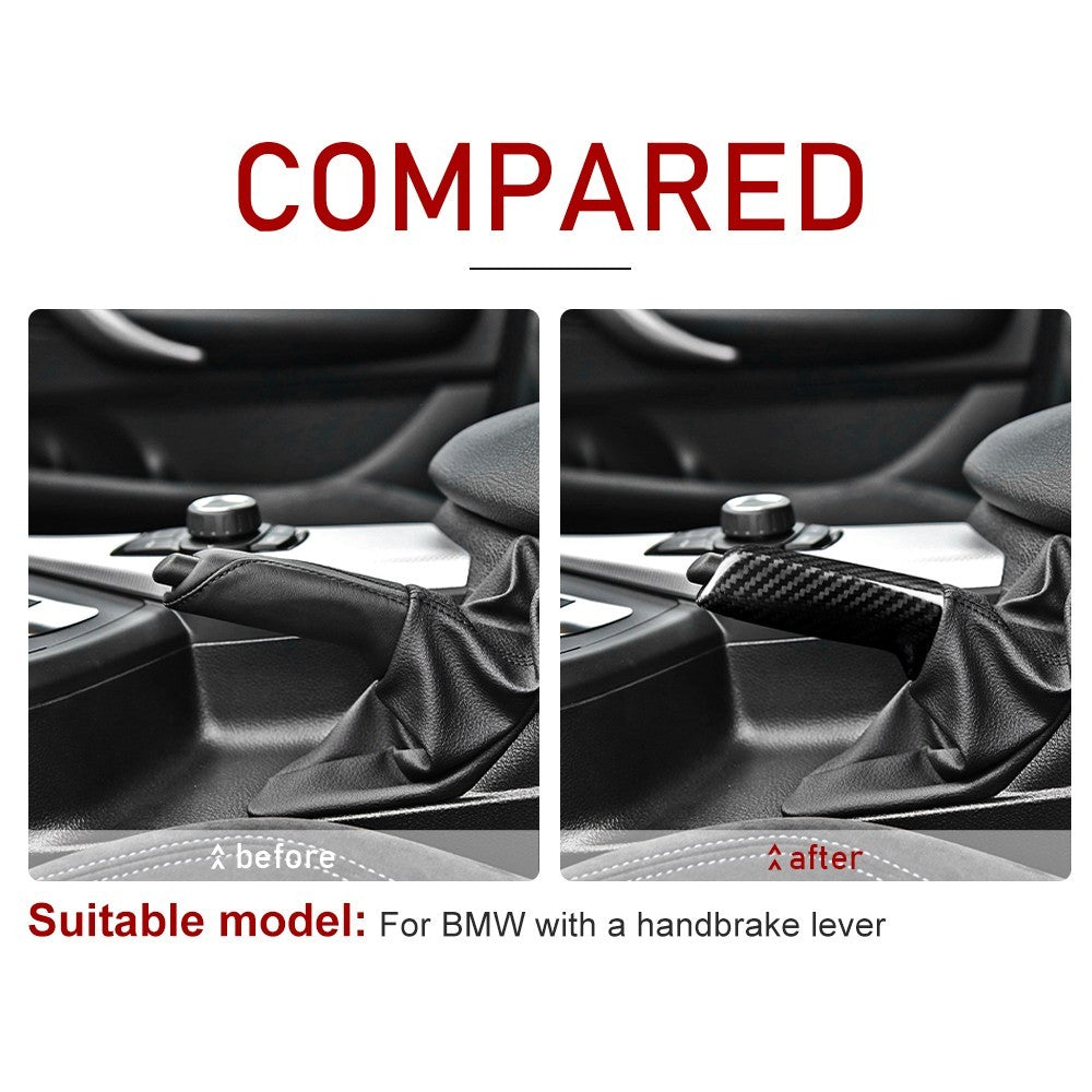 For BMW F10 F20 F30 F34 M3 E46 E60 E63 E64 Car Handbrake Cover Trim Carbon Fiber - detail view 3