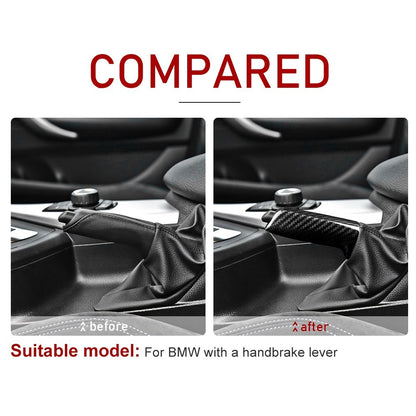 For BMW F10 F20 F30 F34 M3 E46 E60 E63 E64 Car Handbrake Cover Trim Carbon Fiber - detail view 3