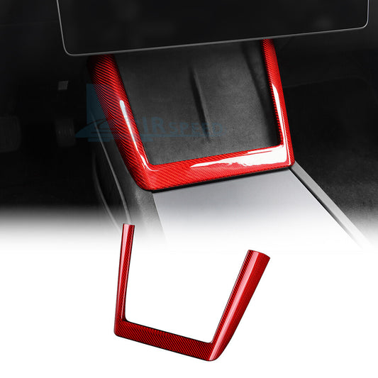REAL HARD Carbon Fiber For Tesla Model 3 2024 RED Wireless Charging Frame Cover - product view