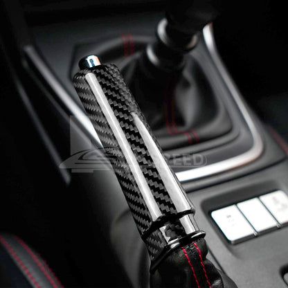 Black Hard Carbon Handbrake Sleeve For Subaru WRX 22+ BRZ GR86 21-26 - detail view 5