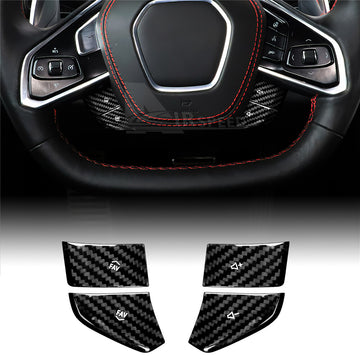 For Corvette C8 20-2023 Steering Wheel Button Cover White REAL HARD Carbon Fiber