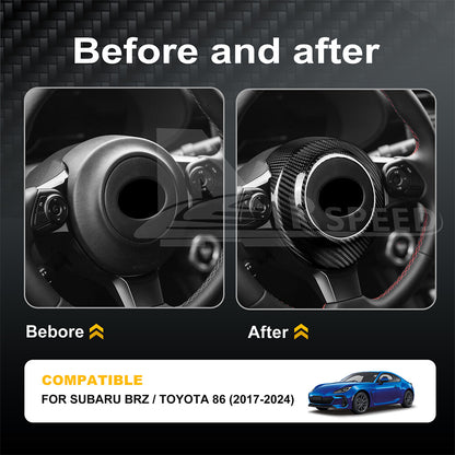 For Subaru BRZ GR86 17-2024 REAL HARD Carbon Fiber Steering Wheel Center Cover - detail view 3