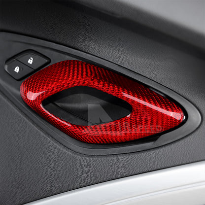 REAL HARD Carbon Fiber Red Door Handle Panel Cover For Chevrolet Camaro 16-2023