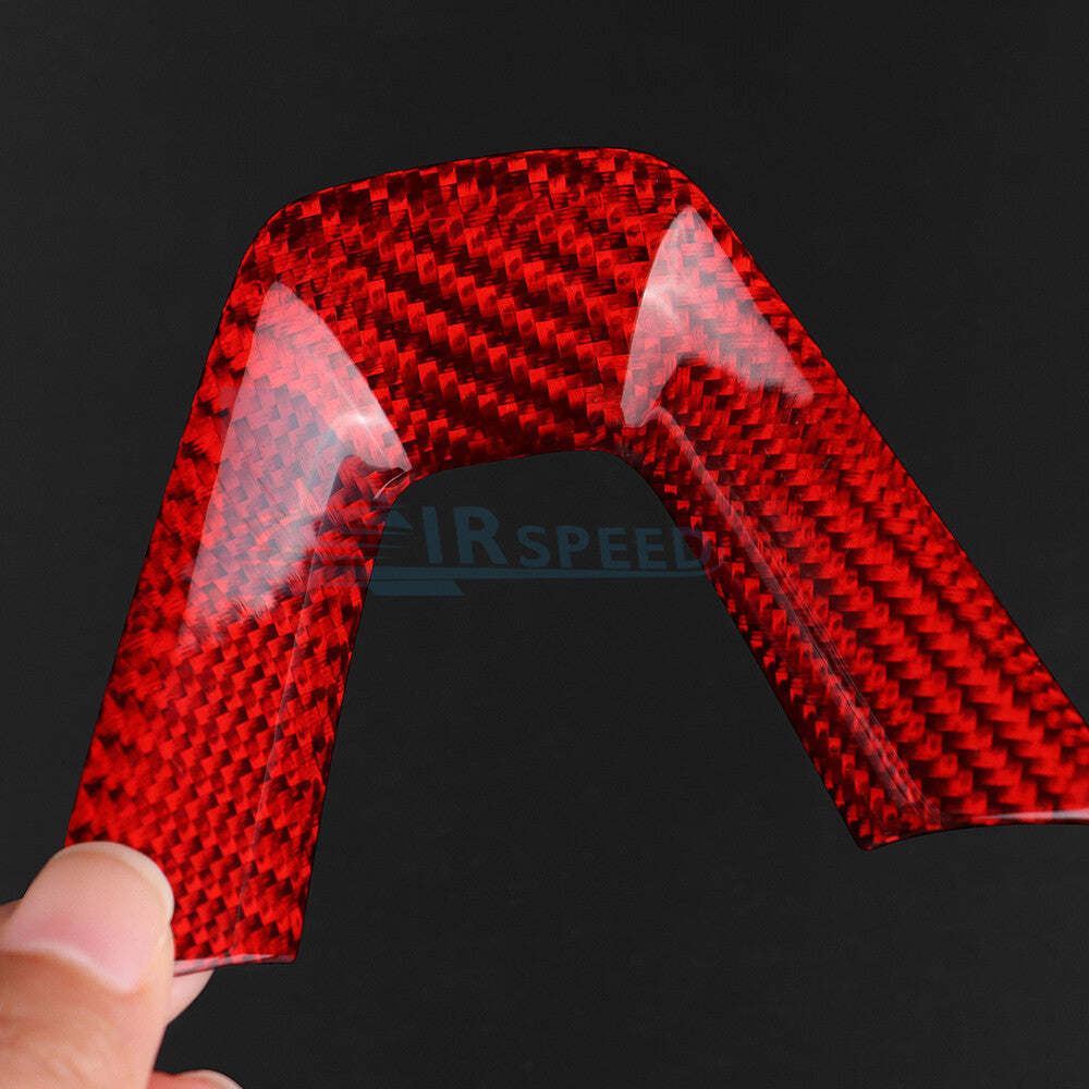 RED REAL HARD Carbon Fiber Steering Wheel Panel Cover For Tesla Model 3 2024 - detail view 7