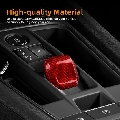 Seat Leon 2020-2025 Auto Red Hard Carbon Fiber Gear Shift Knob Cover Universal - detail view 6