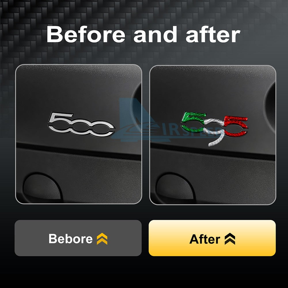 For Abarth 595 695 2012-2024 Italy Flag Carbon Fiber Co-Pilot Decor Stickers - detail view 4
