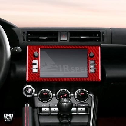 Center Screen Frame Cover Red Carbon Fiber For Toyota GR86 Subaru BRZ 2021-2025 - detail view 7