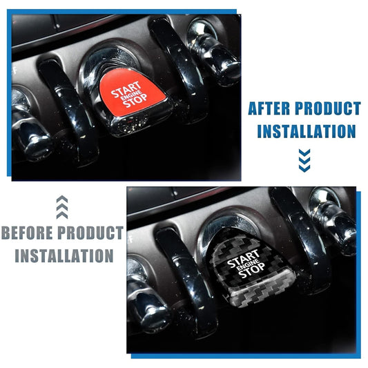 Carbon Fiber Engine Start Stop Button Sticker For Mini Cooper F54 F55 F56 F57F60 - detail view