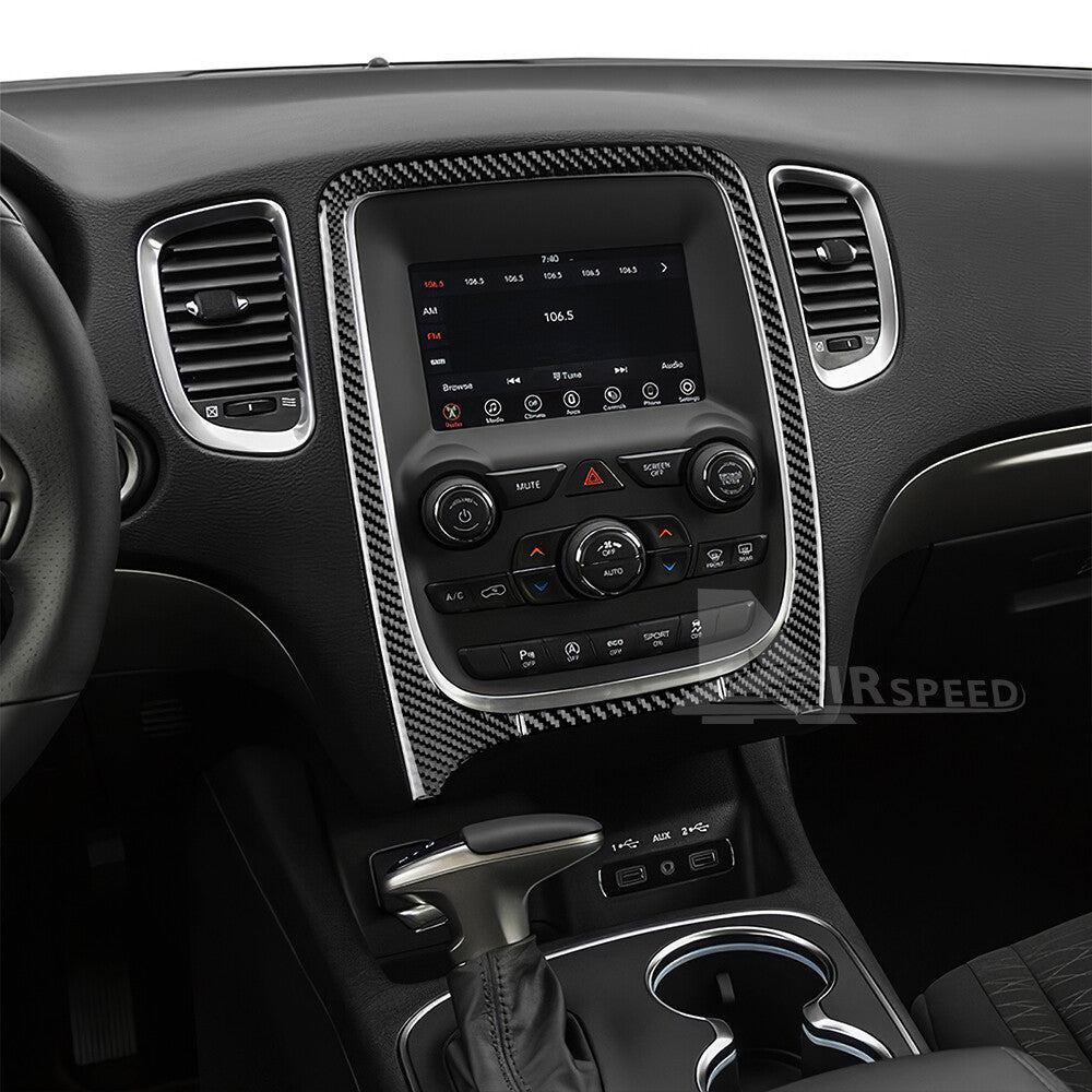Black Center Console Cover Sticker Carbon Fiber For Dodge Durango 2014-2020（U.S. Stock）