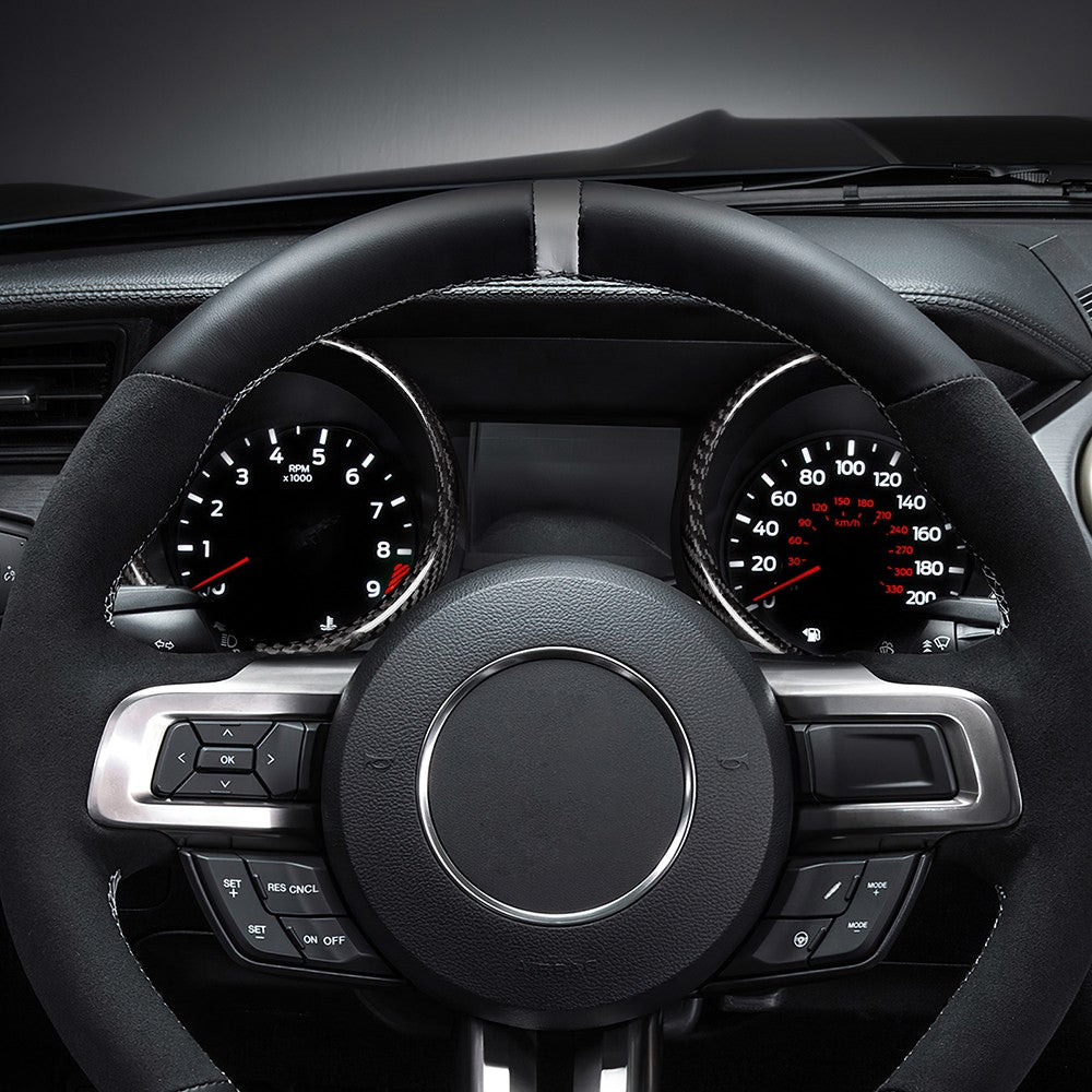 Car Center Speedometer Frame Cover Trim Carbon Fiber for Ford Mustang 2015-2023 - detail view 7