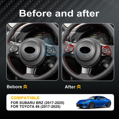 Steering Wheel Button Frame Cover Red Hard Carbon Fiber for BRZ Toyota 86 17-25 - detail view 3