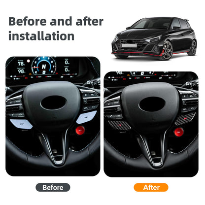 For Hyundai i20 2021-2026 Car Steering Wheel Button Stickers Trim Carbon Fiber