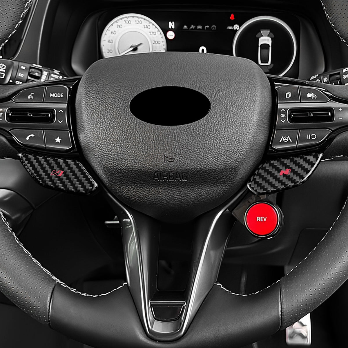 For Hyundai i20 2021-2026 Car Steering Wheel Button Stickers Trim Carbon Fiber