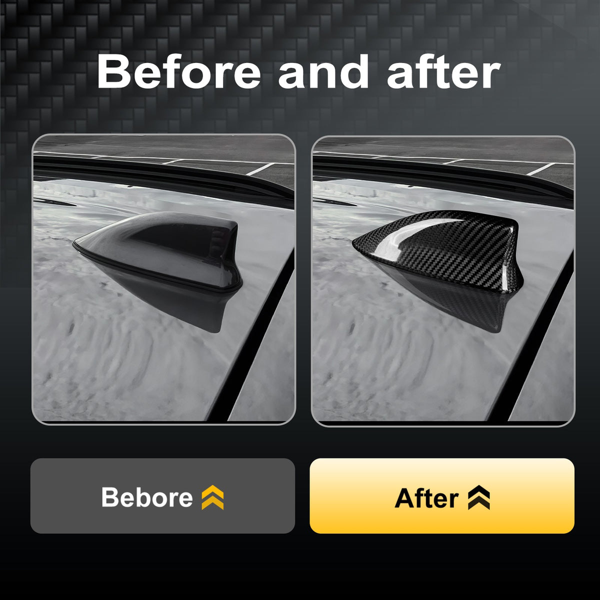 For Toyota Yaris Cross/GR Yaris 2020-2024 Black Carbon Fiber Roof Antenna Cover - detail view 4