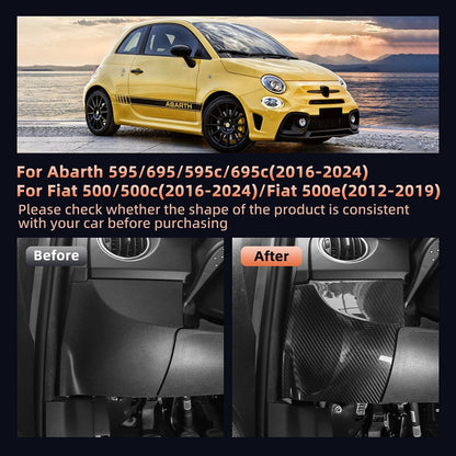 HARD Carbon Fiber Car Dashboard Left Cover for FIAT 500 Abarth 595 695 2016-2024 - detail view 3