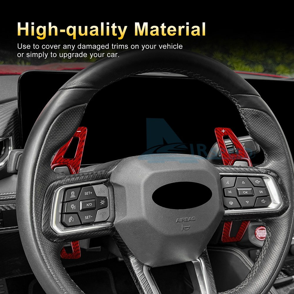 Steering Wheel Paddle Shifter Extension Red Carbon Fiber Fit Ford Mustang 24-26 - detail view 5