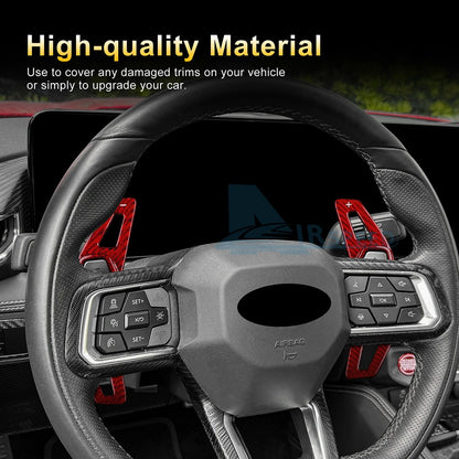 Steering Wheel Paddle Shifter Extension Red Carbon Fiber Fit Ford Mustang 24-26 - detail view 5