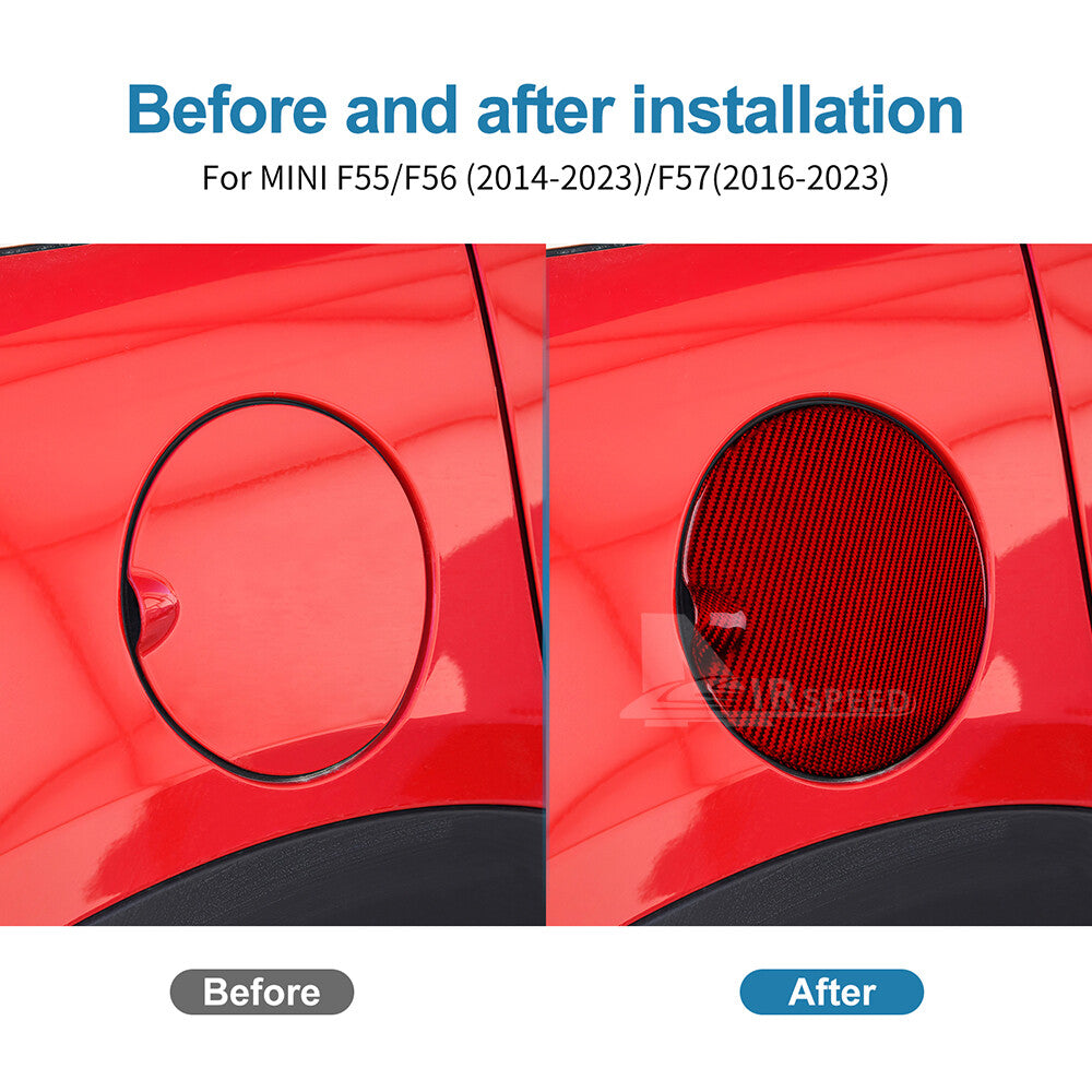For MINI F55 F56 14-2023 F57 16-2023 Red Fuel Gas Tank Cap Cover Carbon Fiber - detail view 3