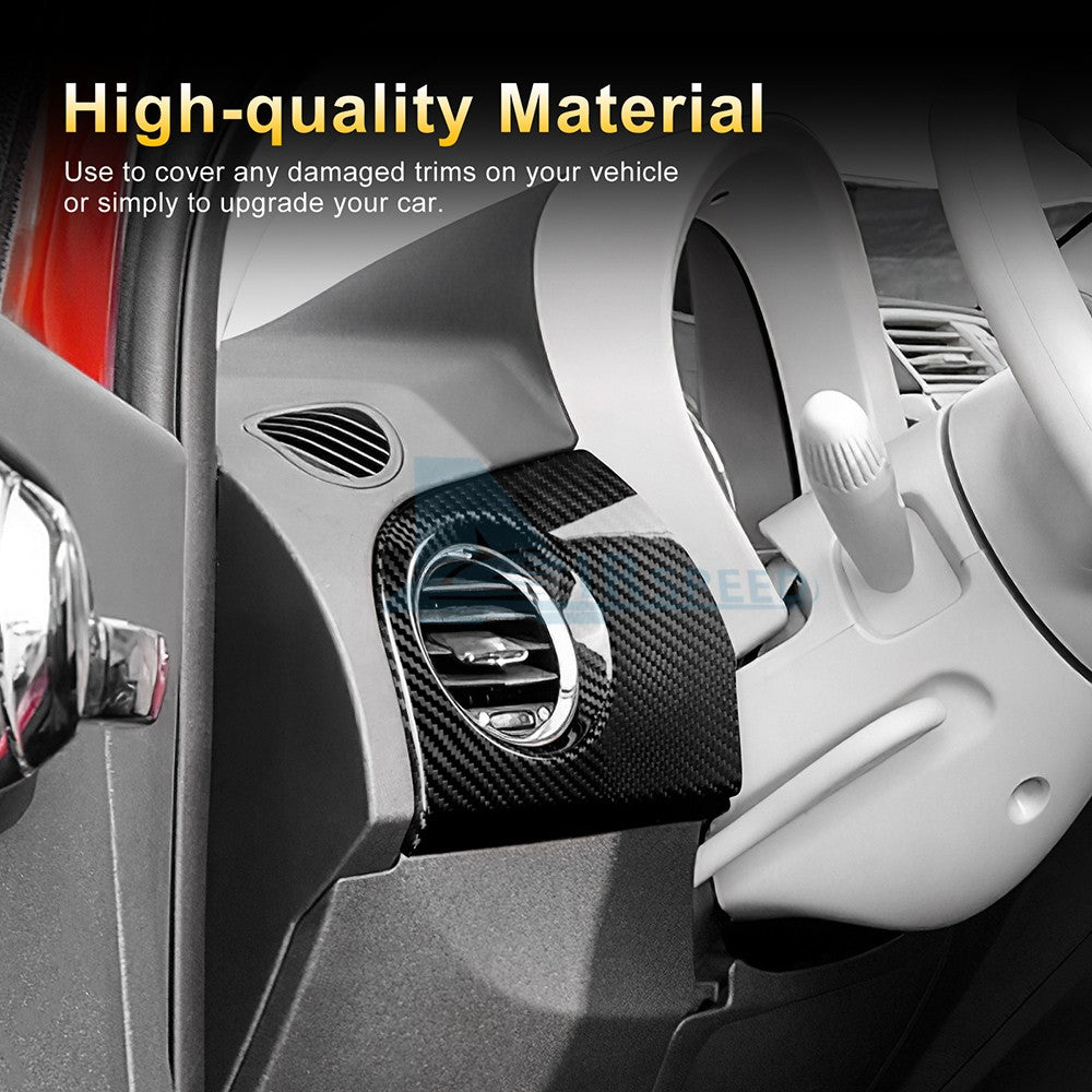 Dashboard Side Air Inlet Cover Sticker Fit For Fiat 500 08-23 Black Carbon Fiber - detail view 3