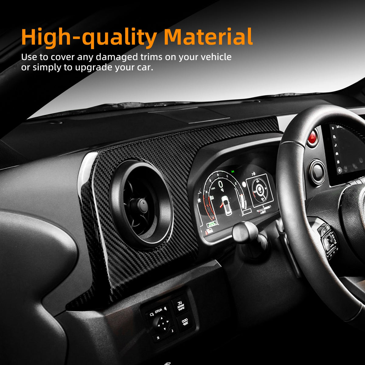 Black Carbon Fiber Driver's Air Outlet Panel Cover for Toyota GR Yaris 2025-2026 - detail view 6