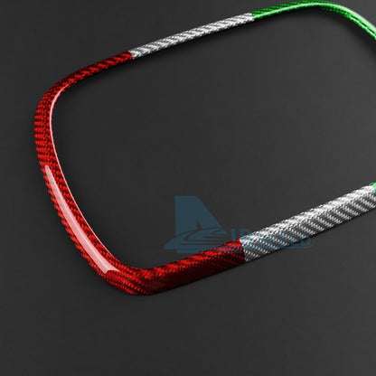For FIAT 500 2016-2024 Center Navigation Frame Cover Carbon Fiber Italian Color - detail view 9