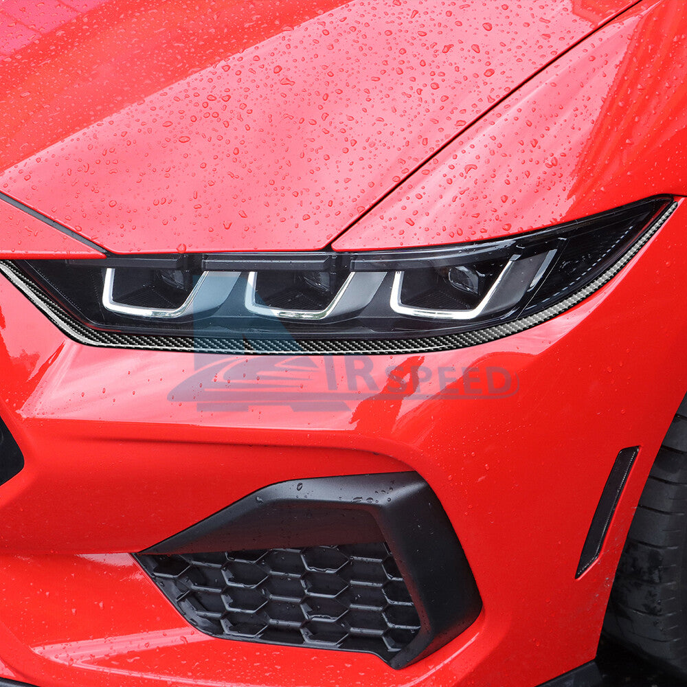 Headlight Eyebrow Eyelid Strip Cover Trim For Ford Mustang 2024-25 Carbon Fiber - FREE GIFT